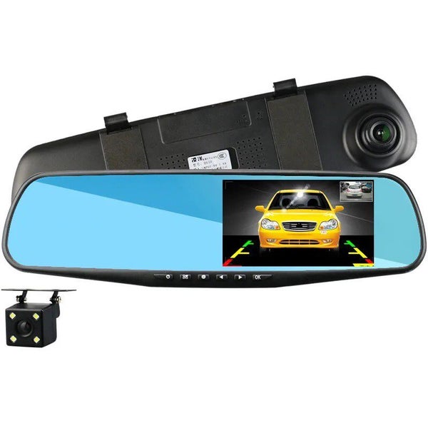Dash Cam Rear View Mirror + Free Mount Reversing Camera - HD 1080P - 4.5" Colour Carousel 1