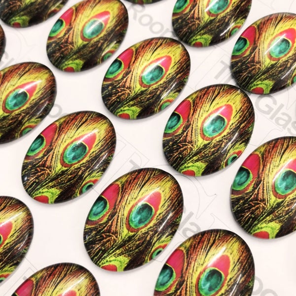*SPECIAL* Peacock Feather Glass Tiles 20mmx30mmx5mm62864738657283111