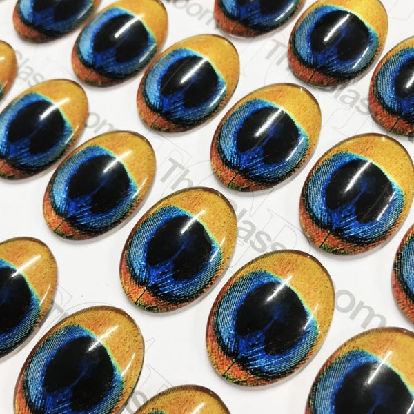 *SPECIAL* Peacock Feather Glass Tiles 20mmx30mmx5mm62864738657283113