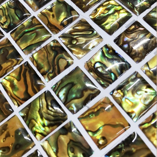 *BRAND NEW* Square Paua Shell GLASS TILES628638486901771115
