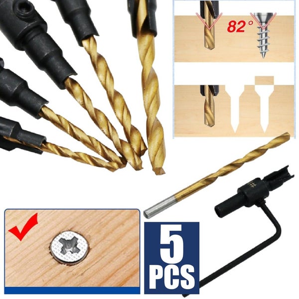 NEW new 5Pcs Tapered Countersink Bit M2 Drill Bits Sets *Clearance* Carousel 1