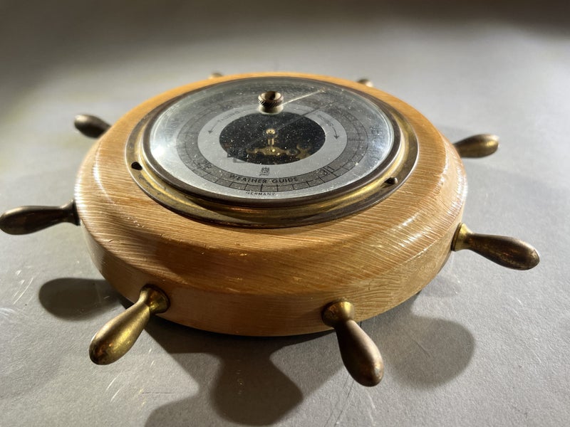 Vintage German Mid-Century Ship's Wheel Barometer Carousel 6