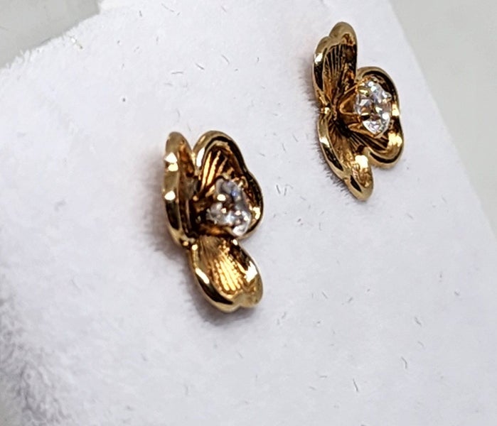 10ct Yellow Gold Flower Earrings with Cubic Zirconia - 0.9gm - 173608 Carousel 2