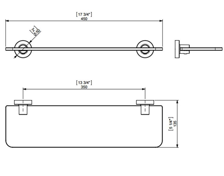 DELETED LINE - PROJECT GLASS SHELF 450MM BRUSHED NICKEL Carousel 2