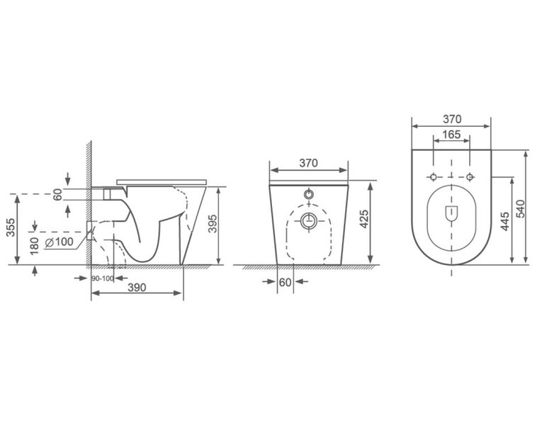 MATT BLACK SLIM BACK TO WALL PAN PACKAGE63003577016705114