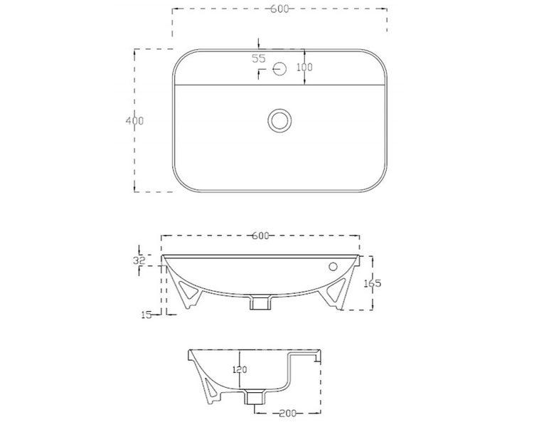 GIO EVOLUTION INSET BASIN 600X400MM 1TH Carousel 2