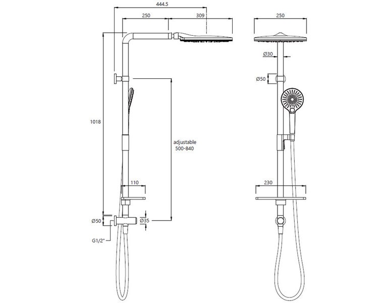 SOILED PACKAGE - SPLASH LUX COLUMN SHOWER BOTTOM INLET 3 FUNCTION BLACK Carousel 2