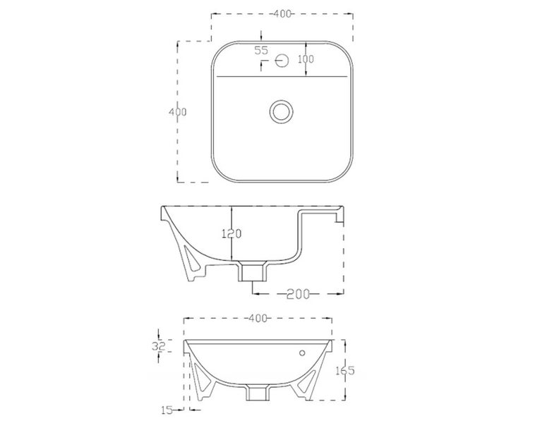 GIO EVOLUTION INSET BASIN 400X400MM 1TH - DELETED LINE Carousel 2