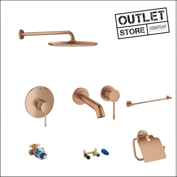 DELETED LINE - GROHE BRUSHED WARM SUNSET RAINHEAD & BASIN BATHROOM PACKAGE Carousel 1
