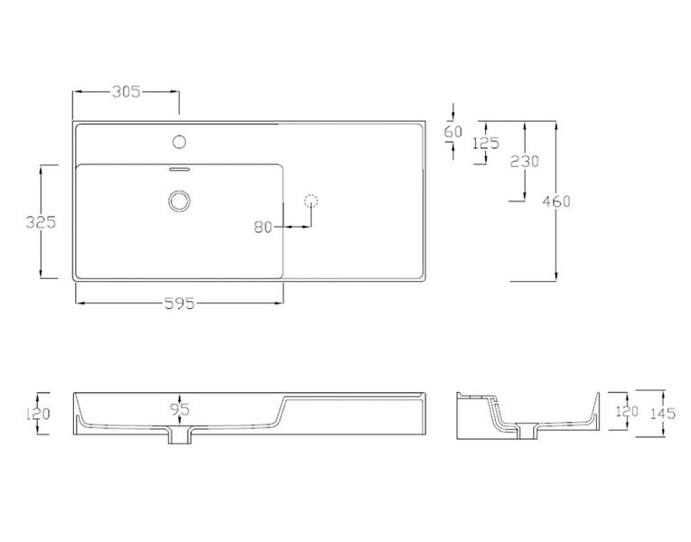 KIUB 1010 LEFT HAND WALL BASIN WHITE62863846589571111