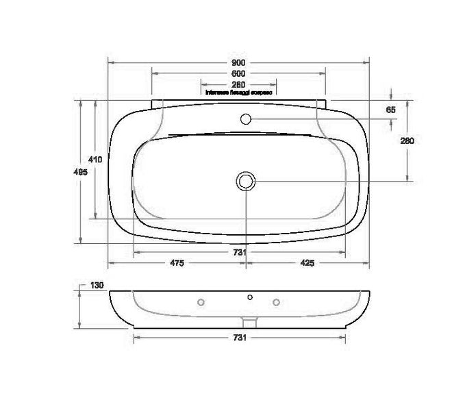 DELETED LINE - DIAL WALL BASIN 900 X 485MM 1 TAPHOLE - BLACK Carousel 2