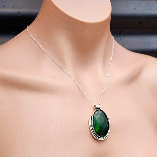 Solid Sterling Silver & Green Labradorite Handmade Necklace Carousel 5