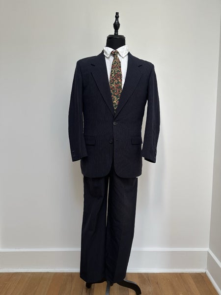 Vintage 1980s Roger David Wool Pinstriped Suit Australian Made Carousel 1