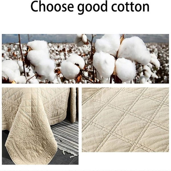 3 Pieces Queen Size Quilt Bedding Set Floral Reversible Bedspread-HML Carousel 2