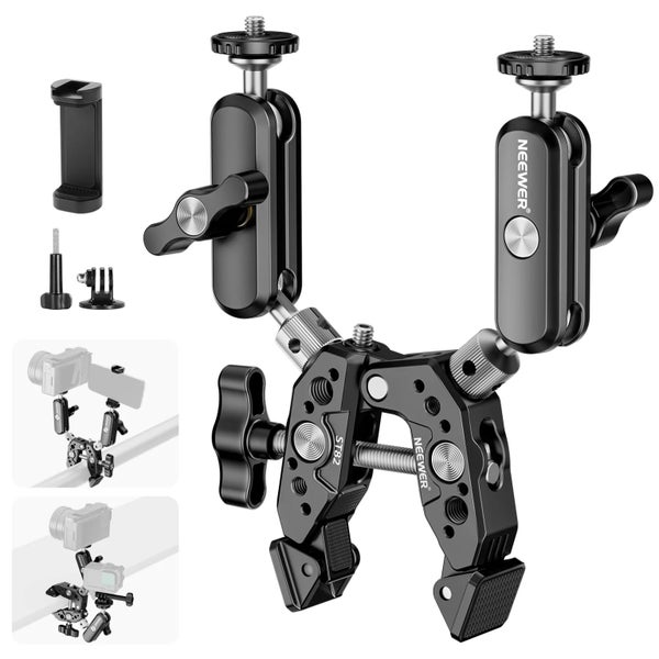 NEEWER Heavy Duty Super Clamp with Two 360° Dual Ball Head Magic Arms Carousel 1