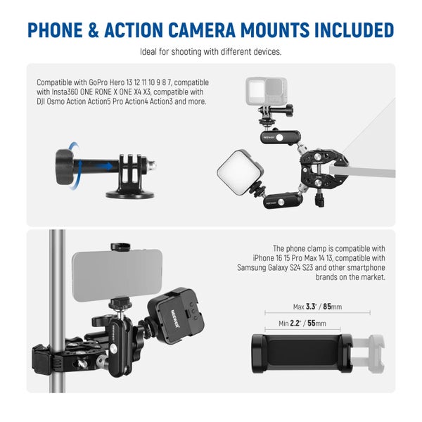 NEEWER Heavy Duty Super Clamp with Two 360° Dual Ball Head Magic Arms Carousel 2