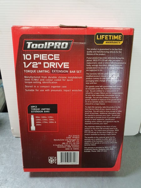 ToolPro 1/2" Drive Torque Limiting Extension Bar Set Carousel 2