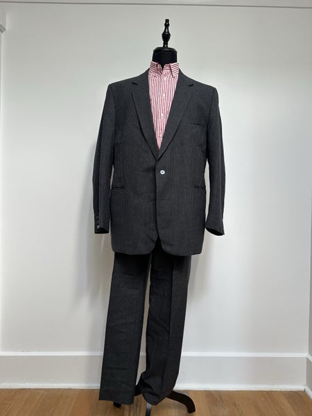 Vintage 1980s Rembrandt Pure Wool Pinstriped Suit New Zealand Made Carousel 1