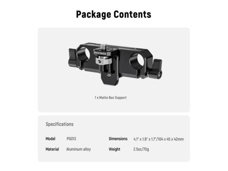 NEEWER Height Adjustable LWS 15mm Rod Clamp Matte Box Support Carousel 7