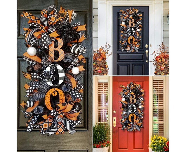 Halloween Wreath Front Door Wall Hanging Garland Ornaments Holiday Party Th Carousel 2