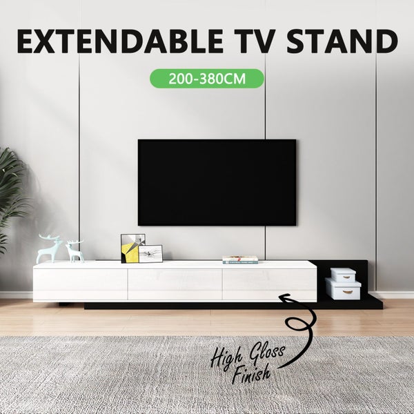 TV Stand Unit Cabinet Extendable Console Entertainment Centre Table Side Storage Carousel 1