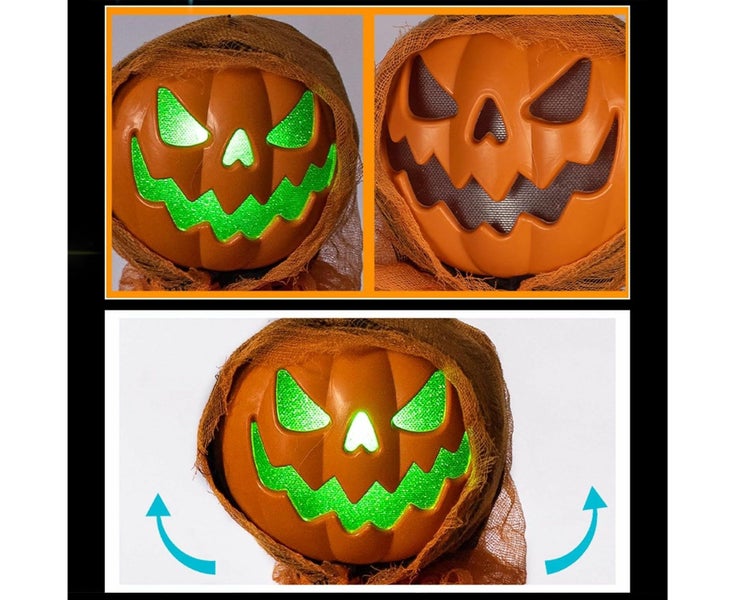 Hanging Pumpkin Ghost Halloween Luminous Rotating Head Pendant with Scary S Carousel 2