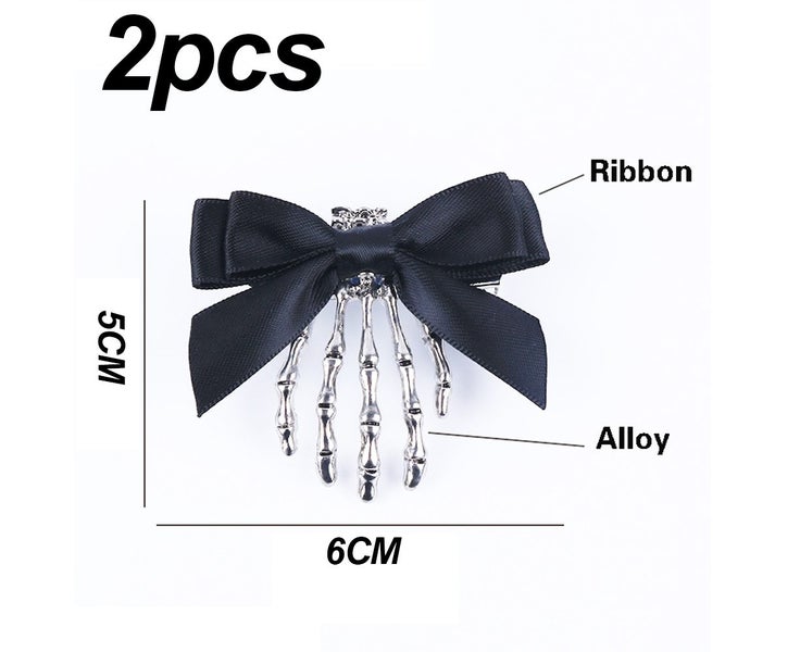 Halloween Skeleton Claws Hair Clips, Skull Hand Hair Clip with Bowknot,for Carousel 2