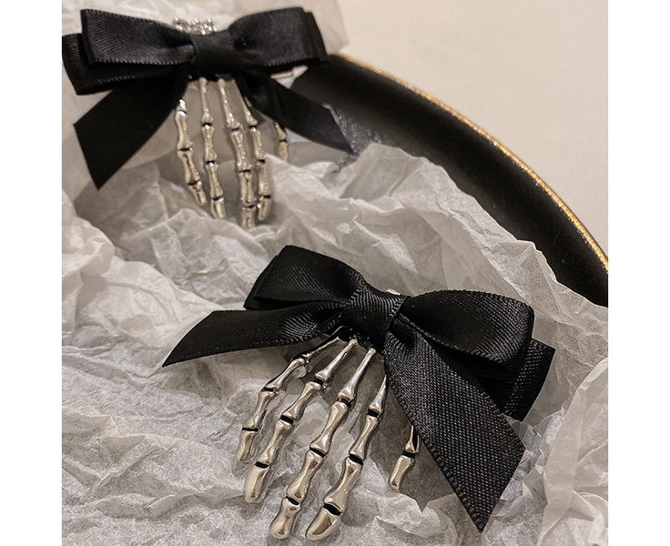 Halloween Skeleton Claws Hair Clips, Skull Hand Hair Clip with Bowknot,for Carousel 5