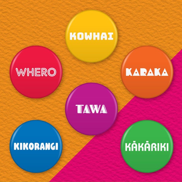 3 Te Reo Maori Colours Badges – 6 designs to choose from Carousel 1