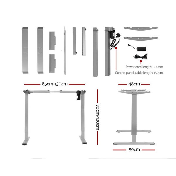 Artiss Electric Standing Desk Frame Only Height Adjustable 70KG Load Grey Carousel 2