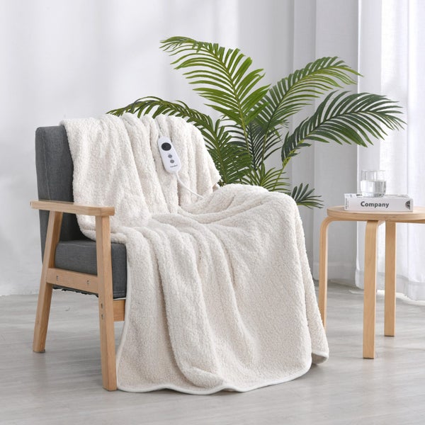 Dreamaker Teddy Fleece Boucle Style Heated Throw Cream 160x130cm Carousel 1