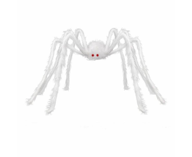 Giant Halloween Hairy Spider,Realistic Scary White Spider Props Decoration Carousel 1