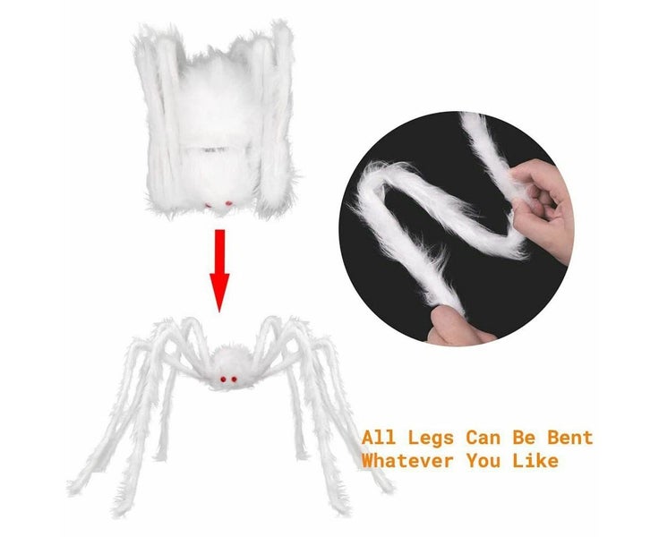 Giant Halloween Hairy Spider,Realistic Scary White Spider Props Decoration Carousel 6