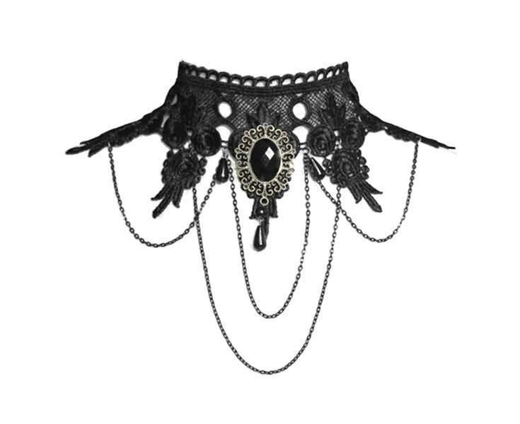 Gothic Lace Choker Black Retro Gothic Punk Style Necklace For WomenFor H Carousel 1