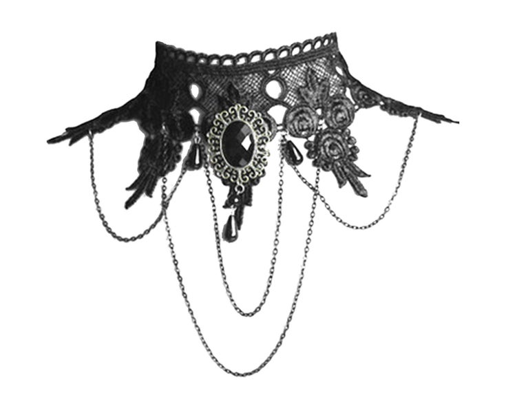 Gothic Lace Choker Black Retro Gothic Punk Style Necklace For WomenFor H Carousel 2