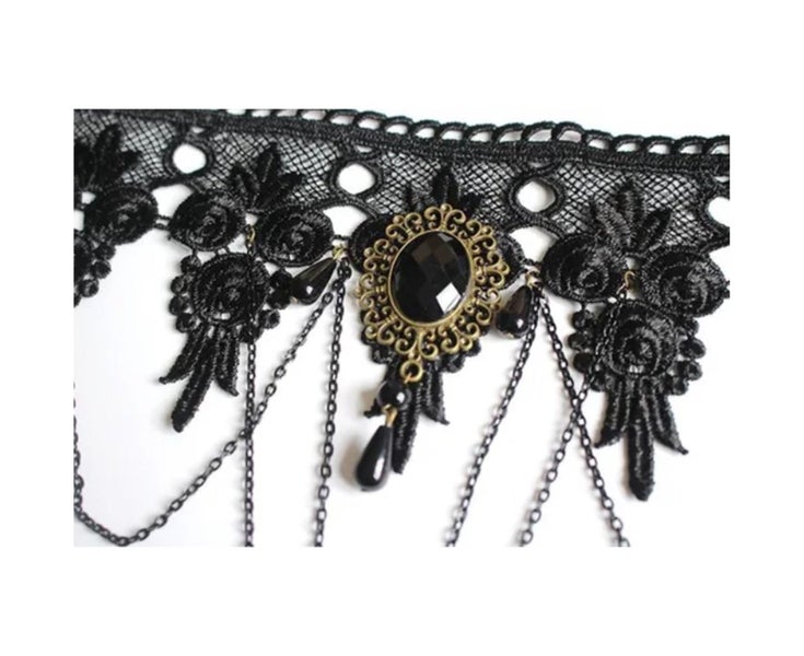 Gothic Lace Choker Black Retro Gothic Punk Style Necklace For WomenFor H Carousel 8