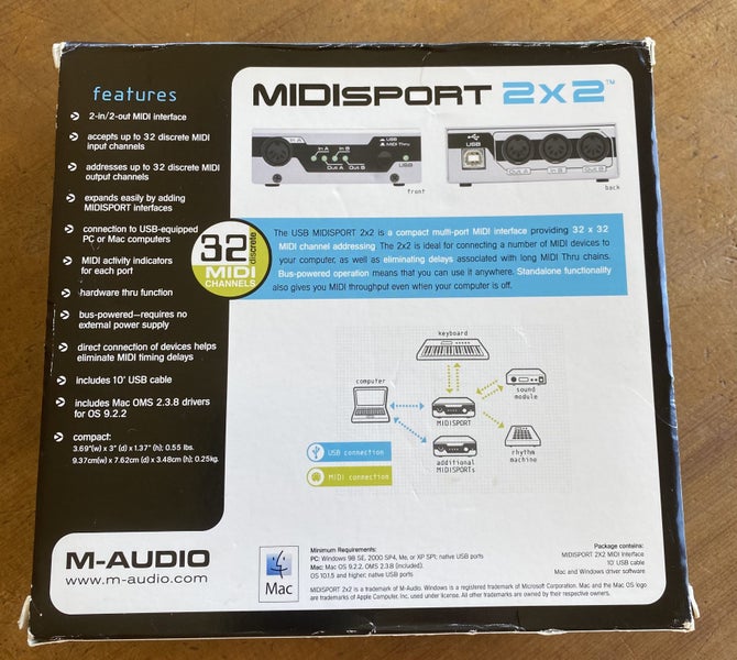 M-Audio Midisport 2 x 2 Midi interface Carousel 2