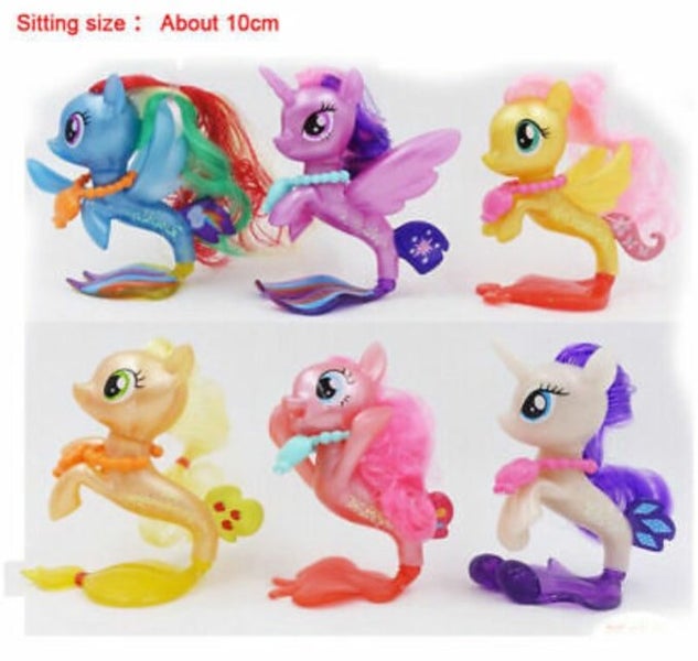 6pcs My Little Pony Seapony Rarity Rainbow Dash Fluttershy Action Figures Toy Carousel 2
