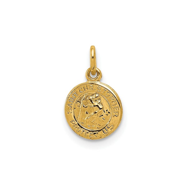 14k Yellow Gold Saint Christopher Medal Charm, 13x8mm Carousel 1