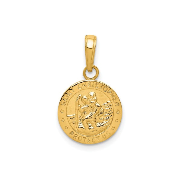 14k Yellow Gold Saint Christopher Medal Charm Pendant, 21x12mm Carousel 1