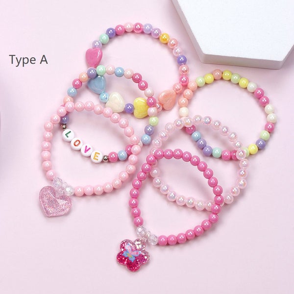 6pcs Colorful Beaded Bracelets for Girls Acrylic Jewelry Set Birthday Party Gift Carousel 2
