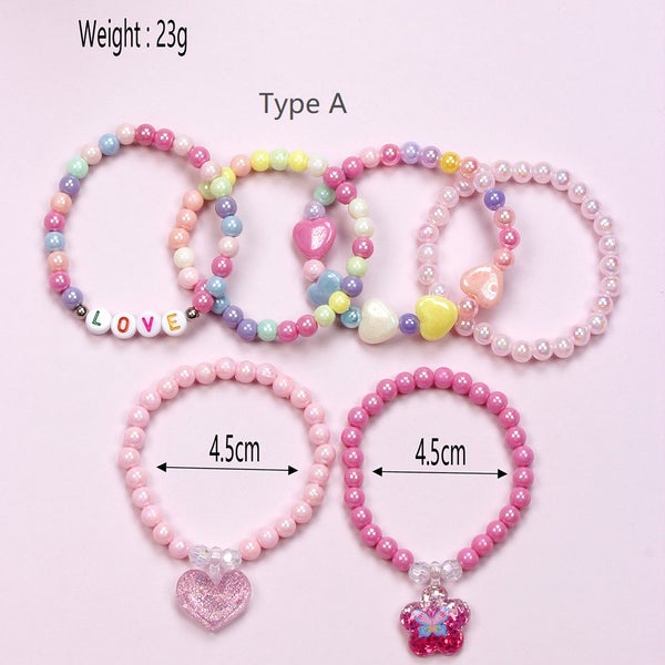 6pcs Colorful Beaded Bracelets for Girls Acrylic Jewelry Set Birthday Party Gift Carousel 5