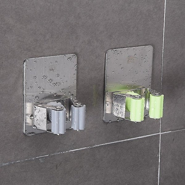 304 Stainless Steel Mop Broom Holder Self Adhesive Wall Mounted Storage Organize Carousel 5