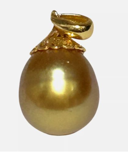 10.7 x 12mm Natural Deep Golden Philippines Pearl Pendant Carousel 1