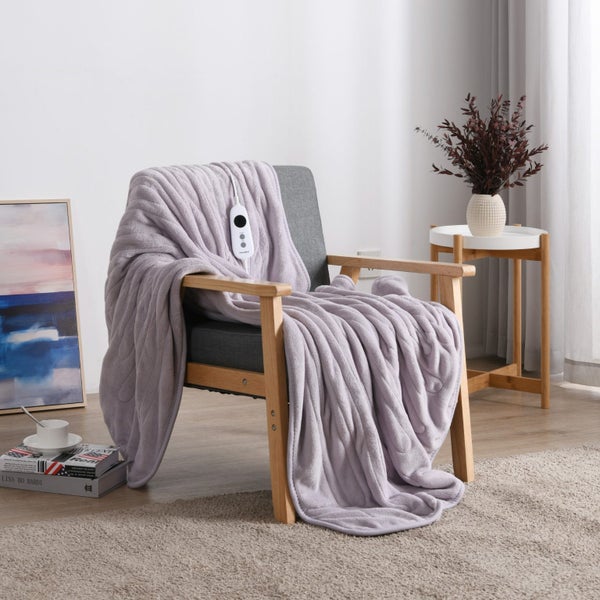 Dreamaker Coral Fleece Heated Throw Lavender 130x160cm Carousel 1