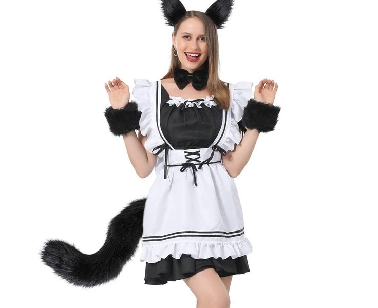 Faux Fur Cat Fox Wolf Furry Tail and Clip Ears for Halloween Party Costume Carousel 6