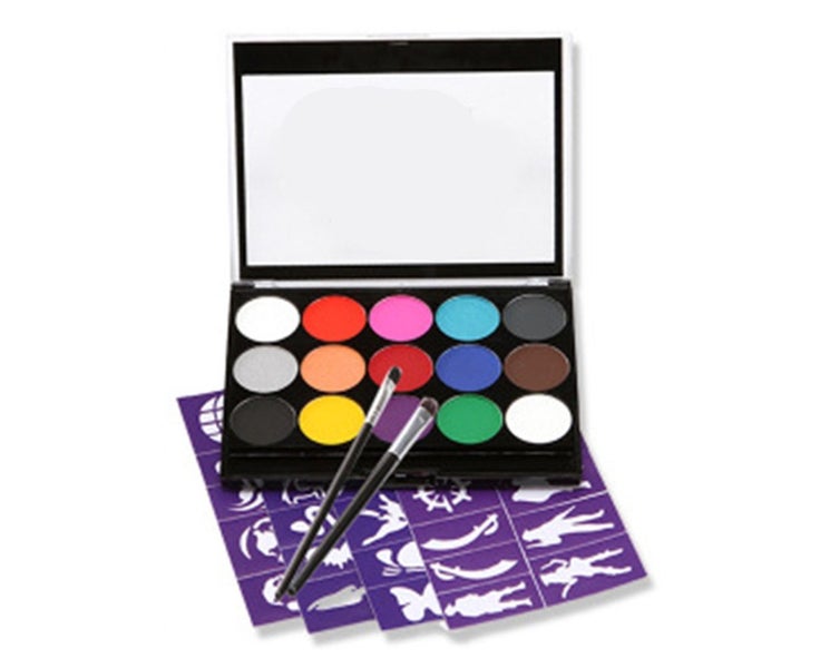 Face Paint Kit With 15 Colors,4 Stencils,2 Brushes.Water Based Easy To Remo Carousel 2