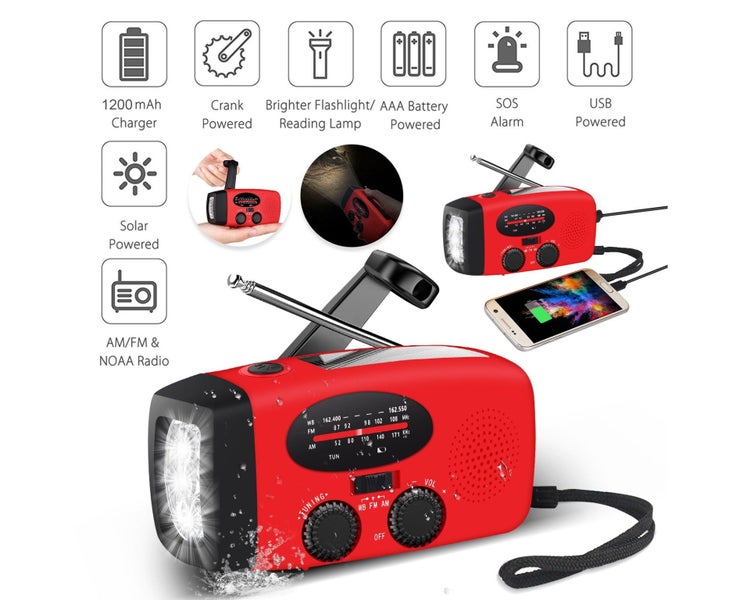 Emergency Hand Crank Radio with LED Flashlight and 2000mAh Power Bank Phone Carousel 1