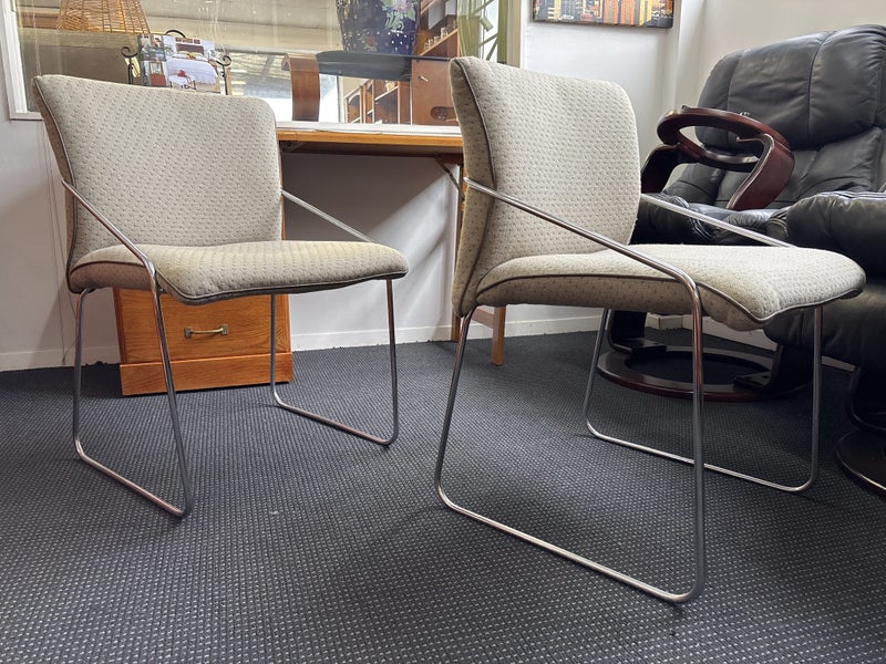 Pair of vintage wool and chrome chairs Carousel 1
