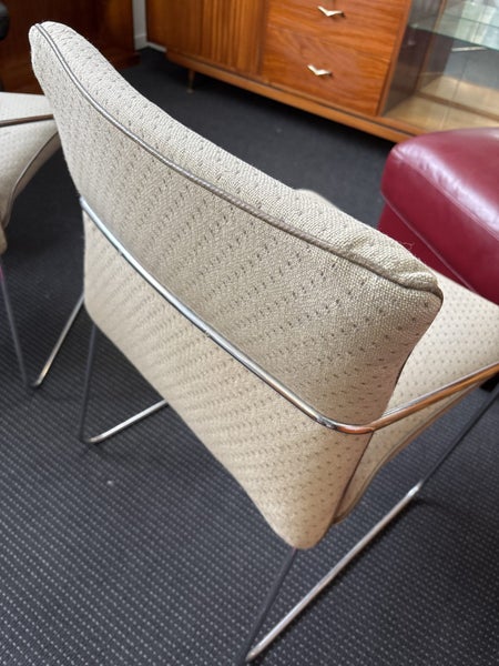 Pair of vintage wool and chrome chairs Carousel 15